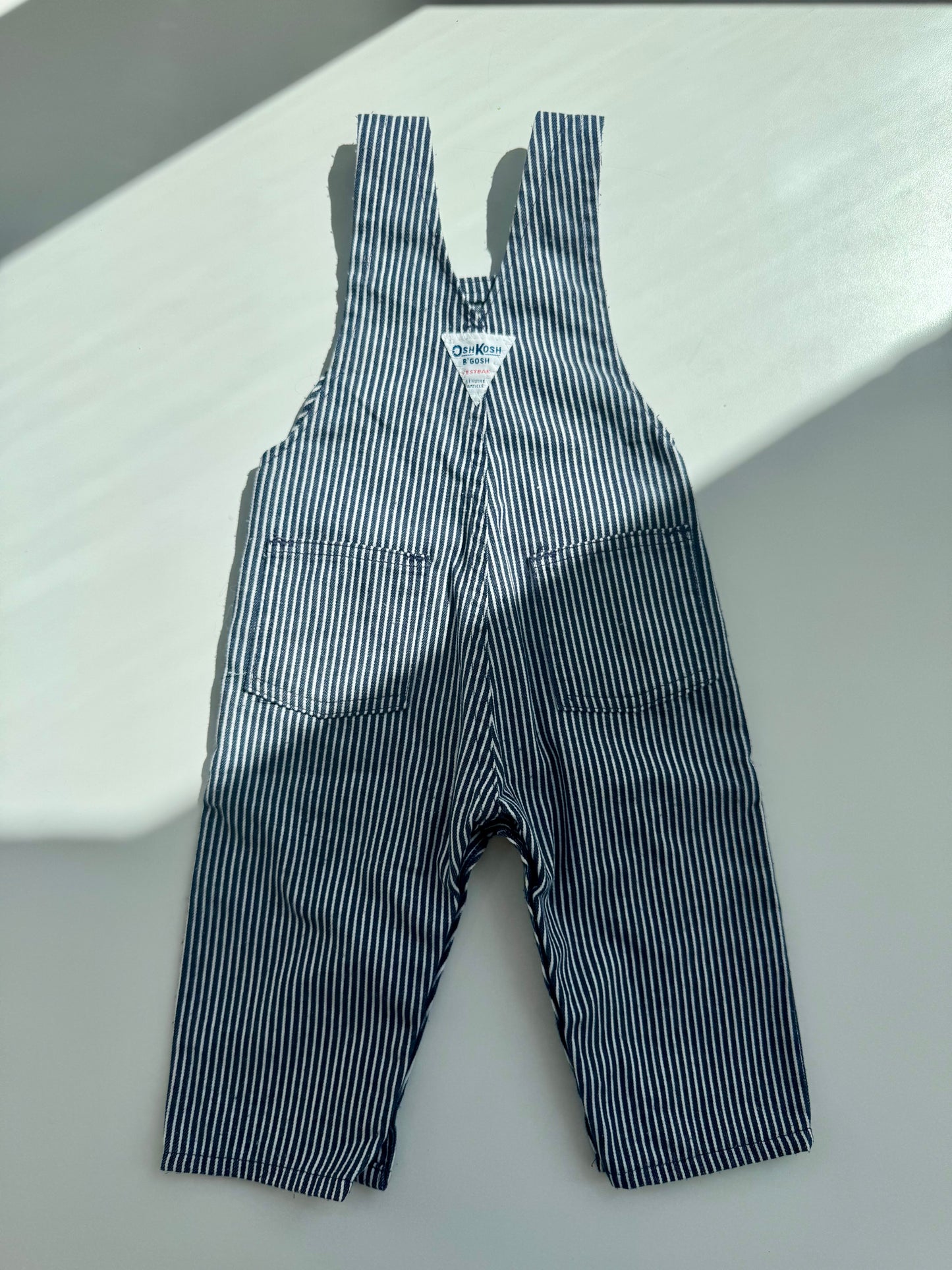 80s Vintage Made in USA Oshkosh Classic Navy Striped Overall
