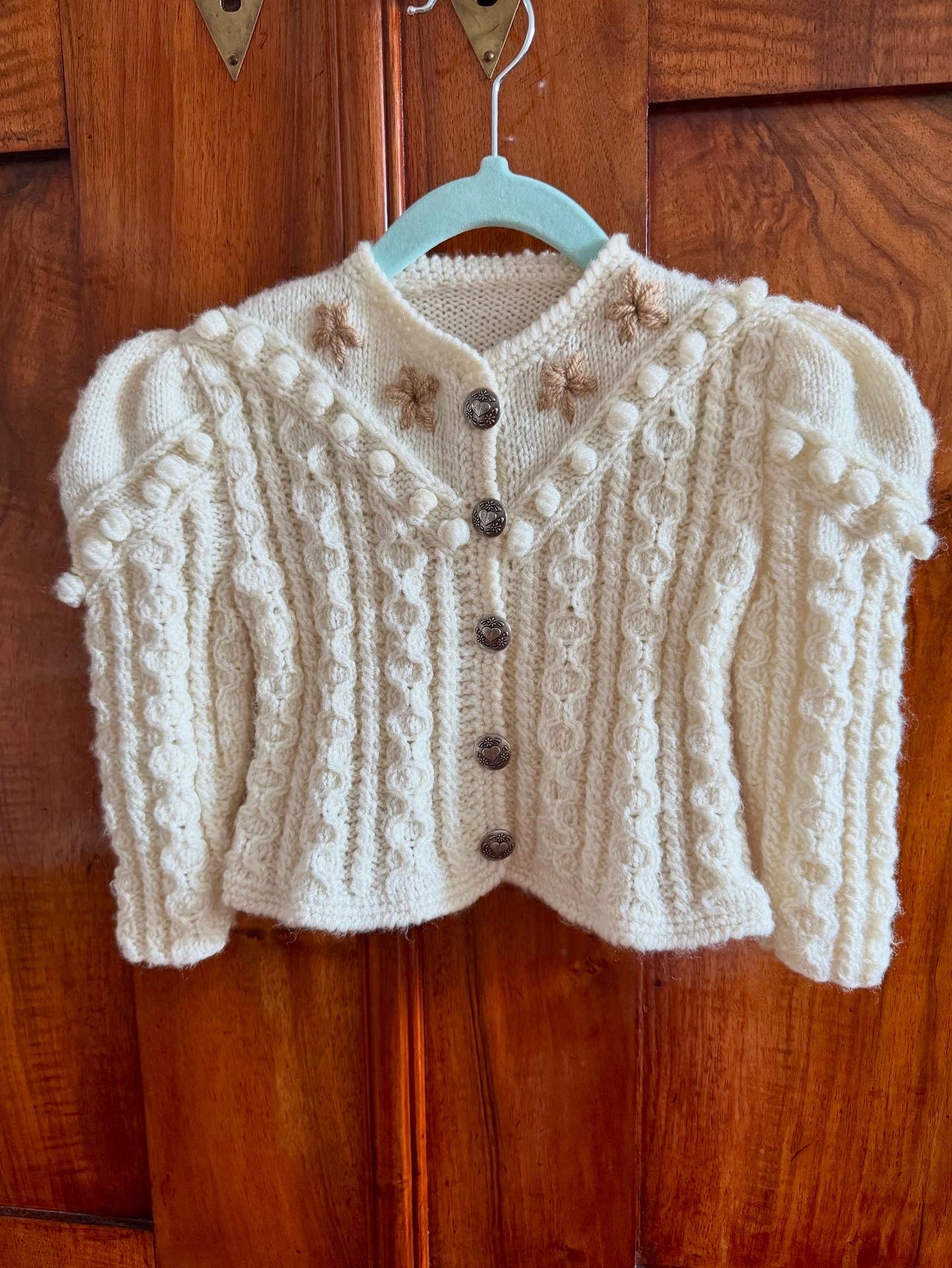 Handmade Austrian Popcorn Knit Cardigan