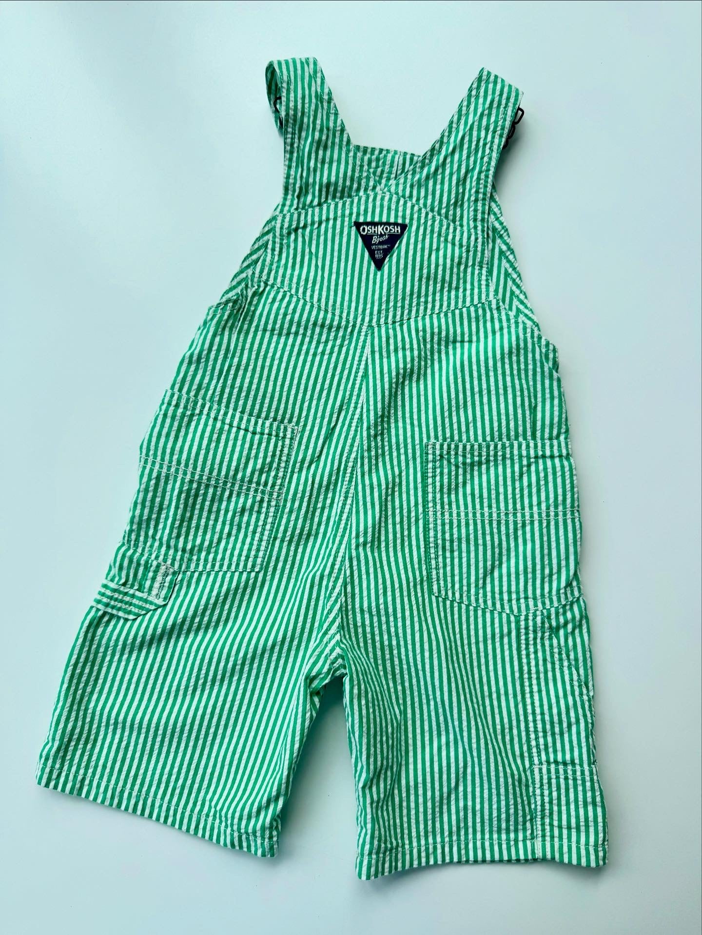 Preloved Oshkosh Green Striped Summer Overall