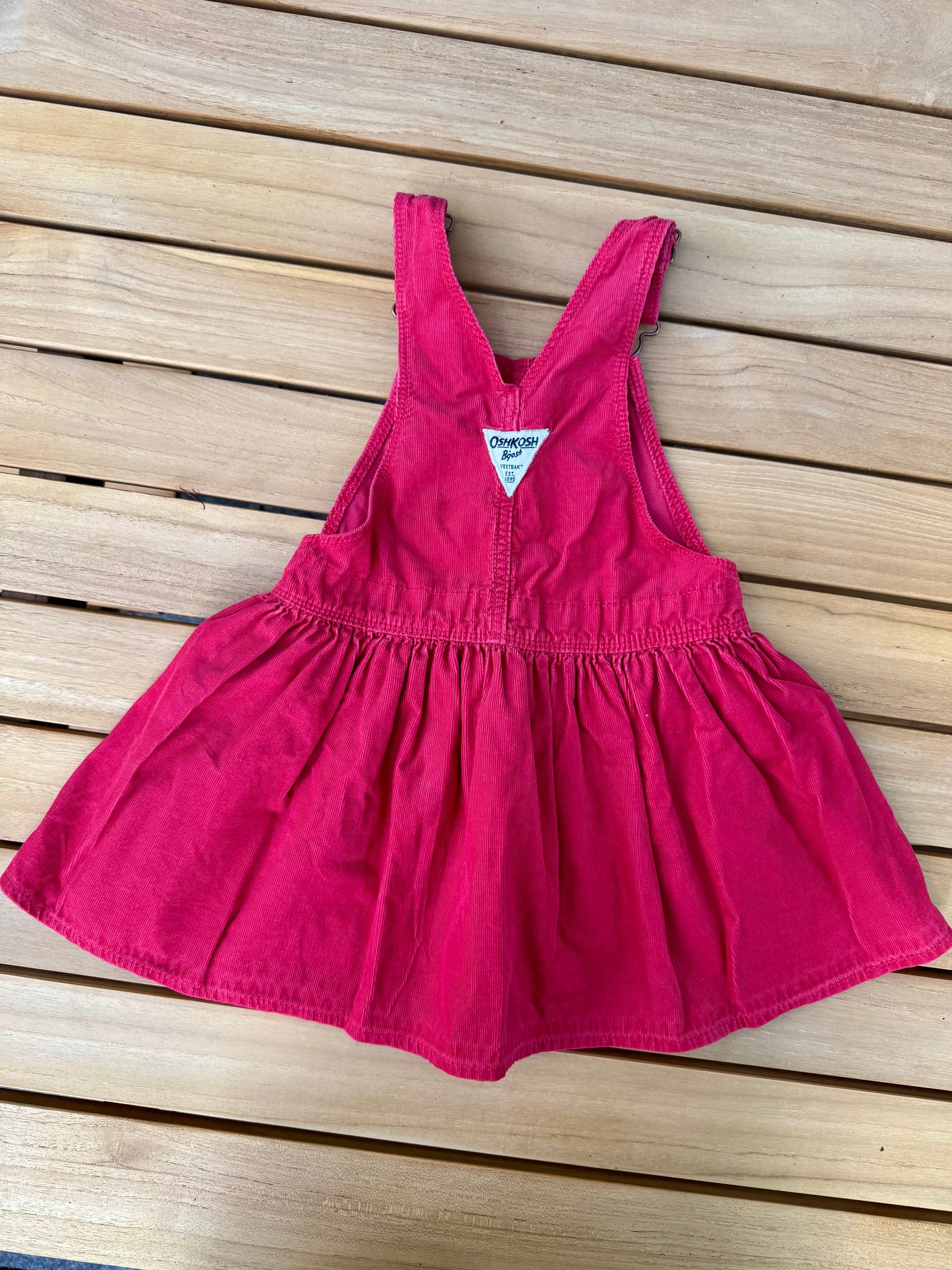 Adorable Preloved Red Needlecord Oshkosh Pinafore Dress