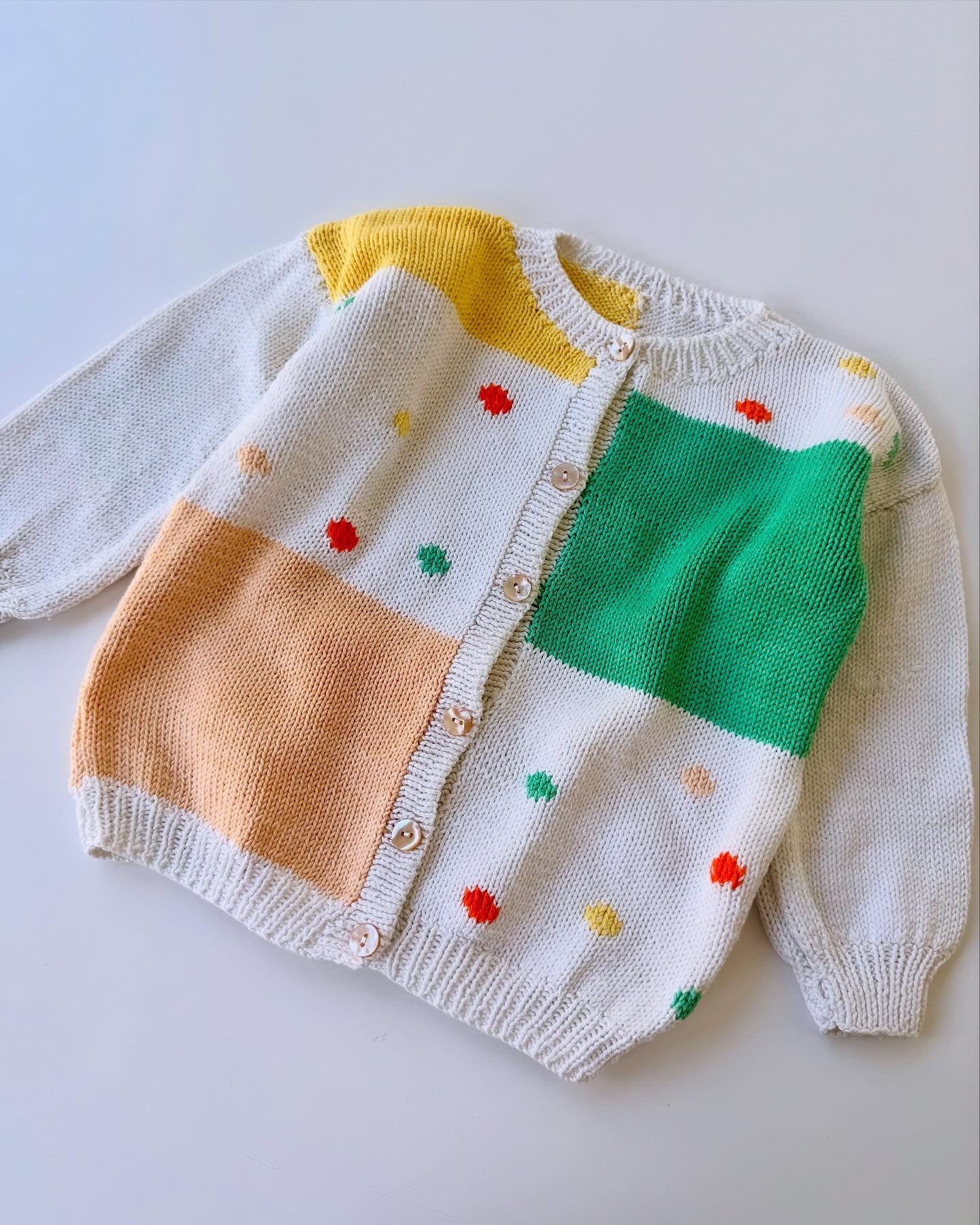 80s Vintage Handmade Pastel Knit Cardigan