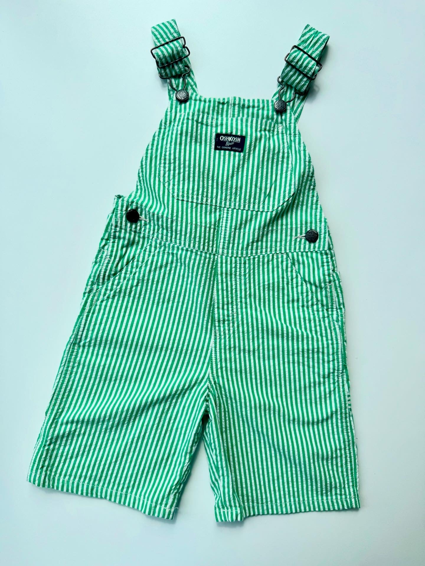 Preloved Oshkosh Green Striped Summer Overall