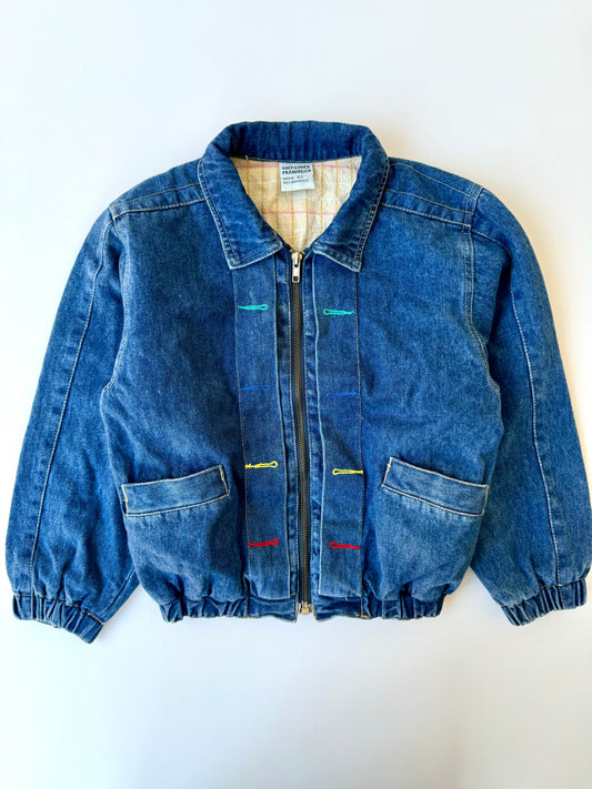 80s Vintage Lined Denim Bomber