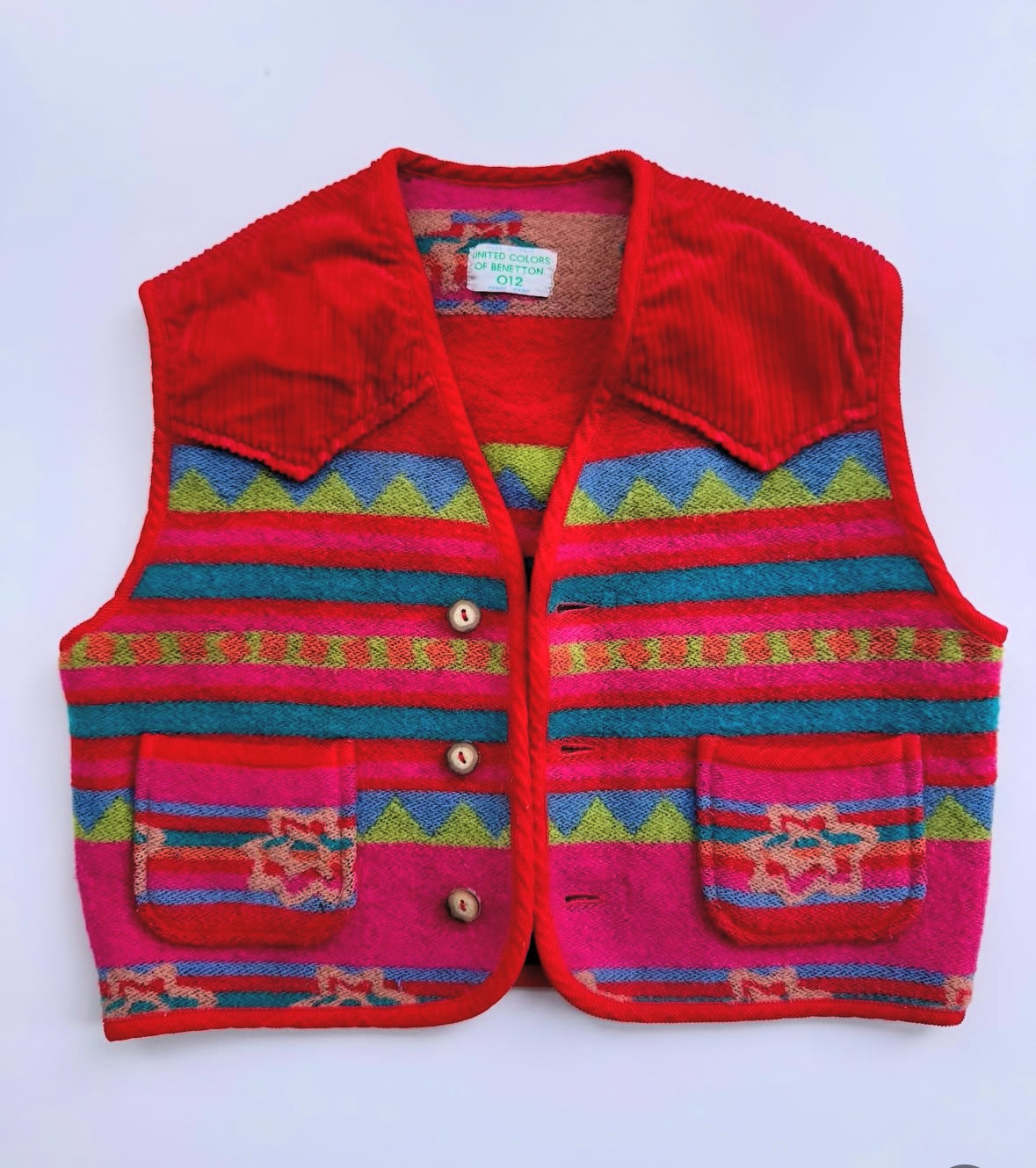 90s Vintage Benetton Colorful Wool Vest