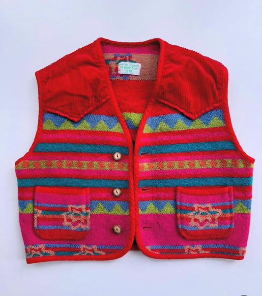 90s Vintage Benetton Colorful Wool Vest