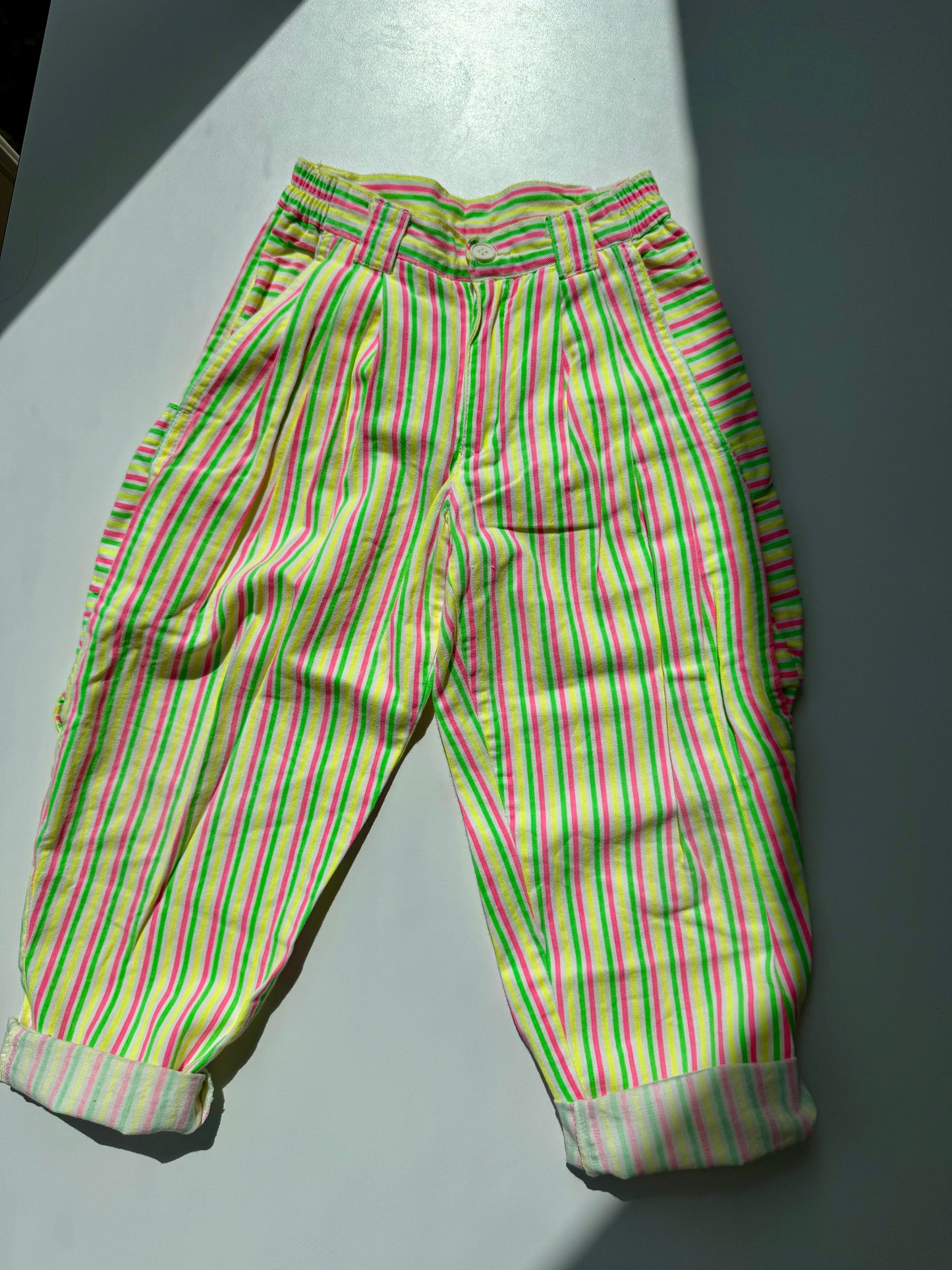 Amazing 80s Vintage Neon Striped Balloon Pants