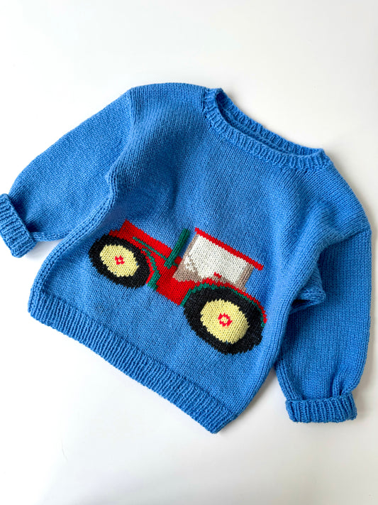 Handmade Tractor Knit Sweater