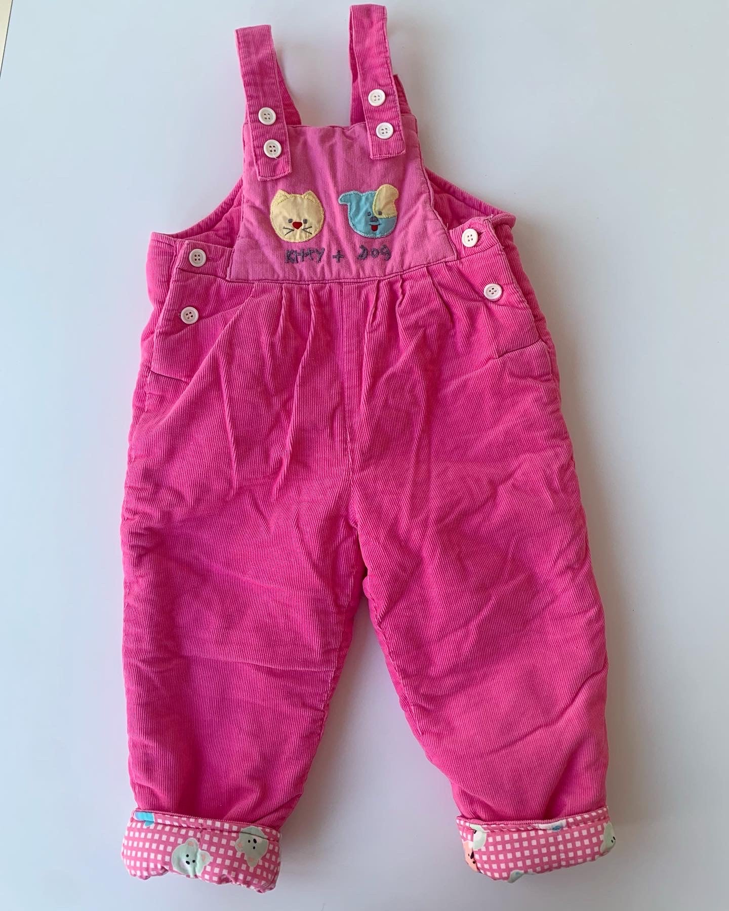 80s Vintage Pink Warm Lined Dungarees