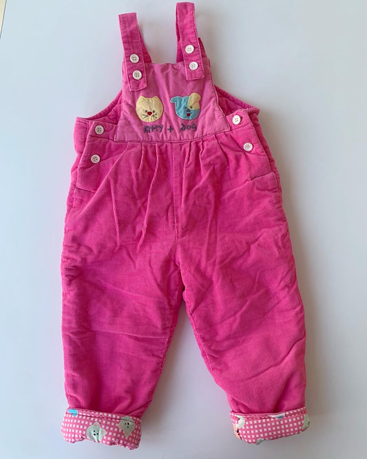 80s Vintage Pink Warm Lined Dungarees