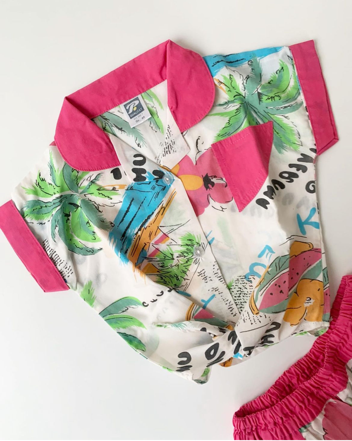 80s Vintage Tropical Summer Set Pink