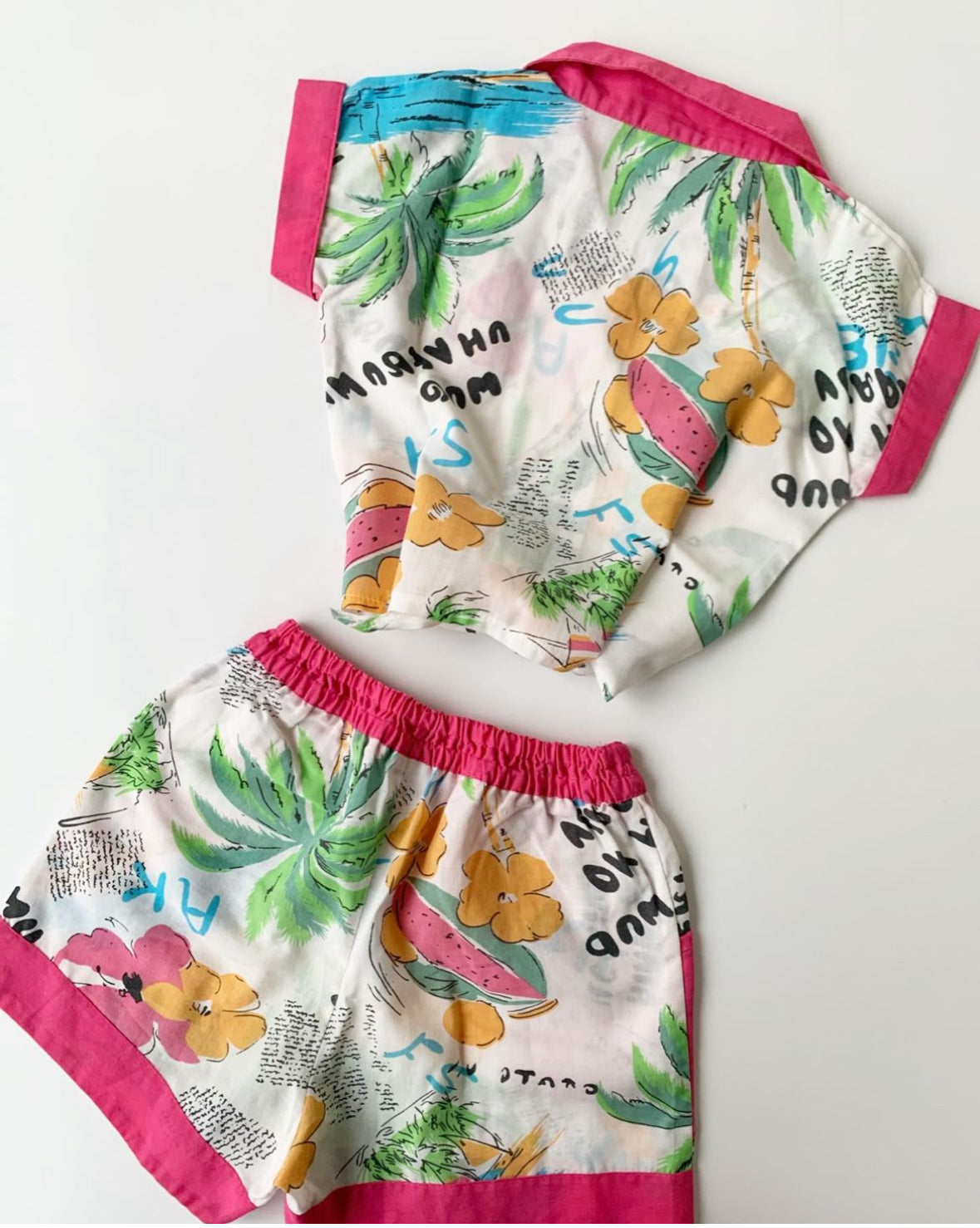 80s Vintage Tropical Summer Set Pink