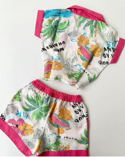 80s Vintage Tropical Summer Set Pink