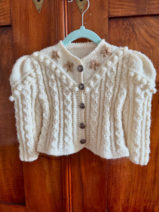 Handmade Austrian Popcorn Knit Cardigan