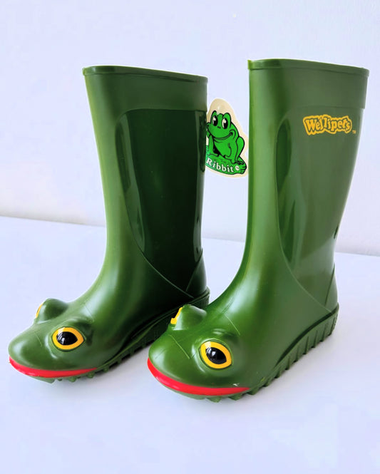 New 90s Vintage Wellipets Frog Wellies Rain Boot 23