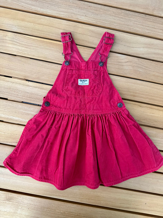 Adorable Preloved Red Needlecord Oshkosh Pinafore Dress
