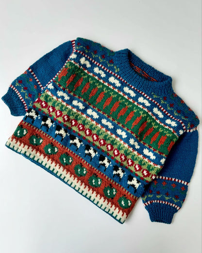 Handmade Gorgeous Farm Knit Sweater 100% Wool