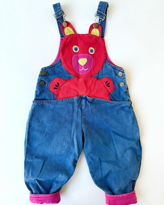 80s Vintage Colorful Soft Lined Teddy Denim Overall