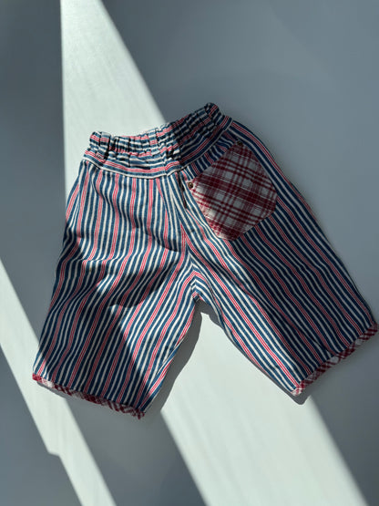 80s Vintage Striped Soft Denim Short Bermuda