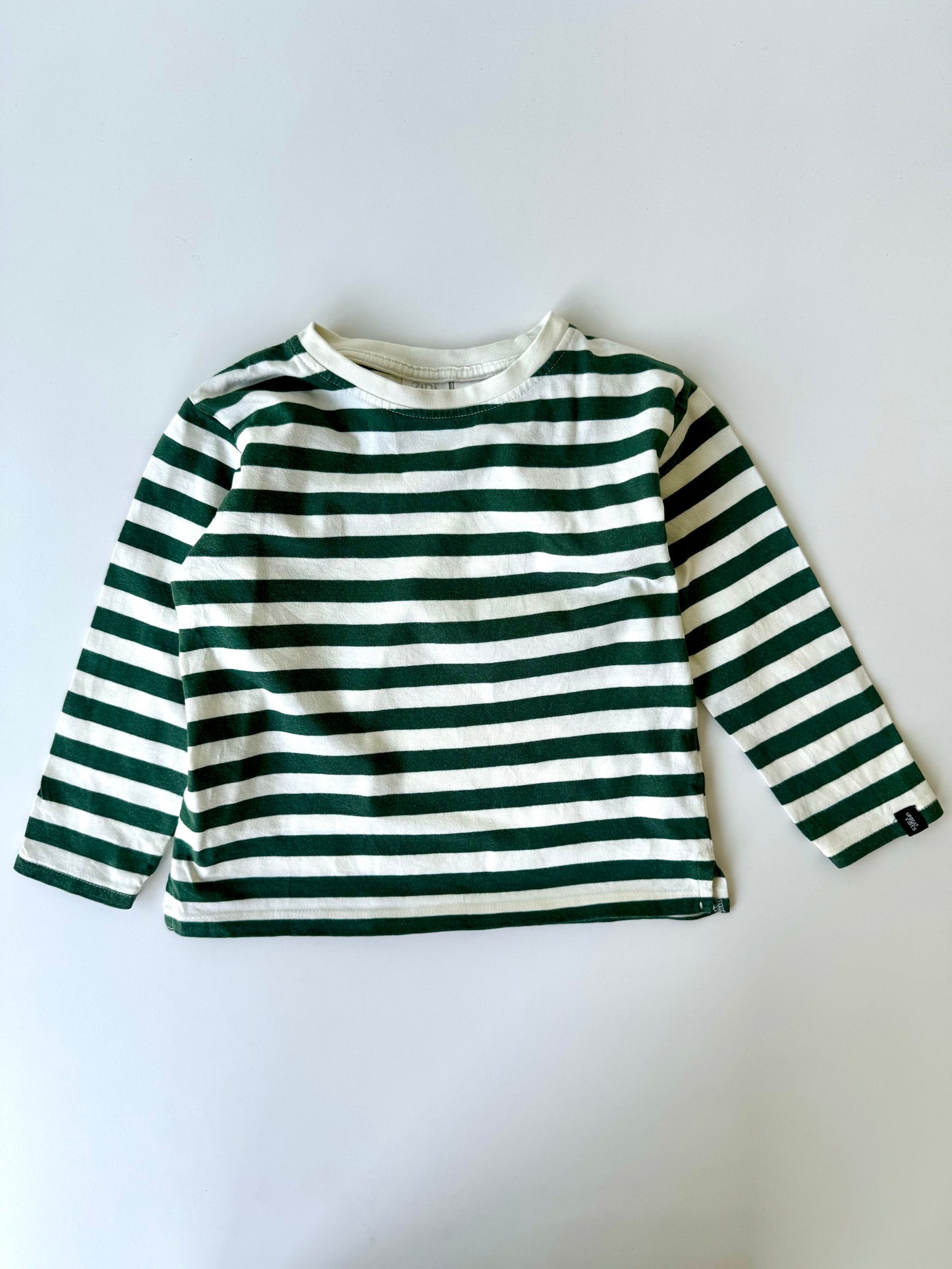 Preloved Green Striped Zara Long Sleeve Shirt