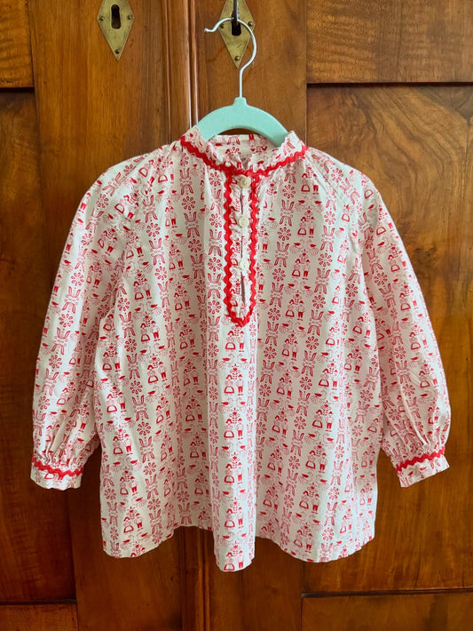 80s Vintage Handmade Cotton Blouse