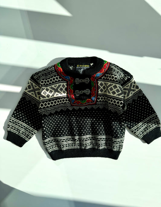 Norwegian Wool Knit Sweater Black