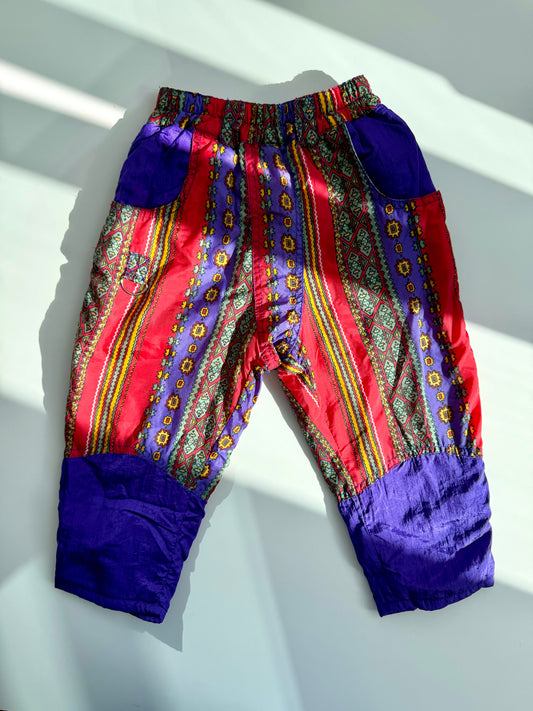 80s Vintage Warm Lined Colorful Winter Pants