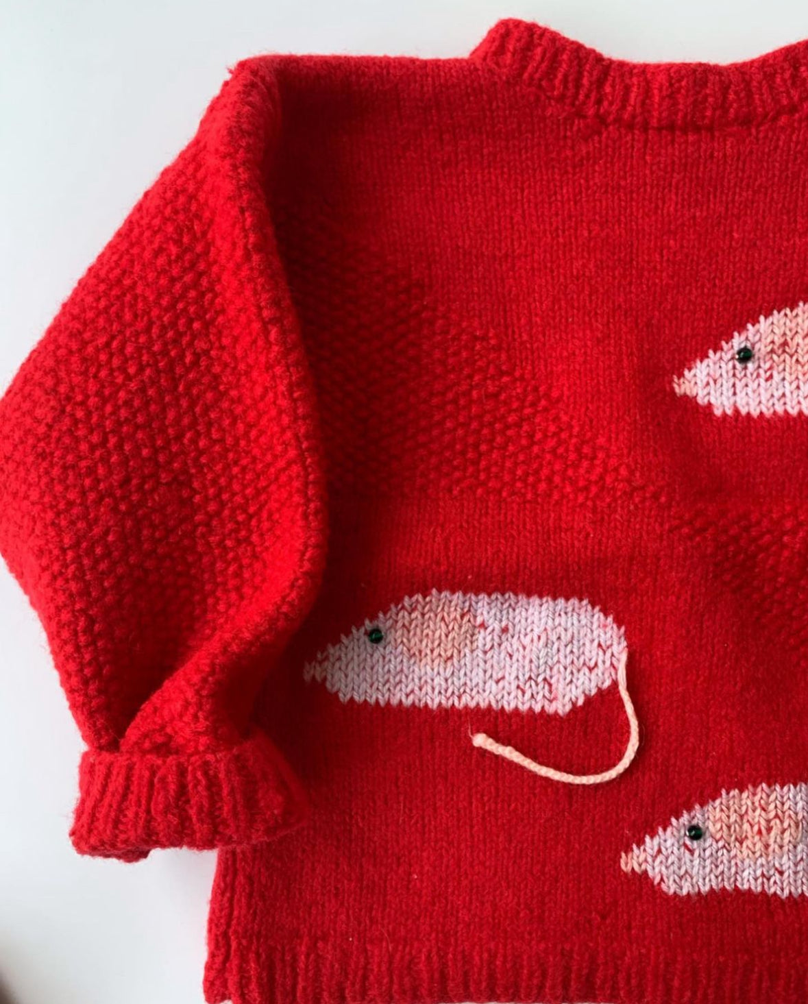 80s Vintage 100% Wool Red Mouse Sweater