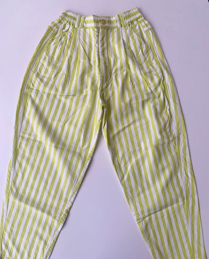 80s Vintage Green Striped Balloon Pants