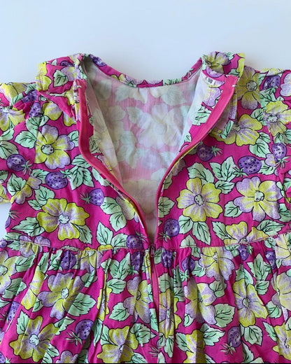 90s Vintage Flower Pink Violett Dress