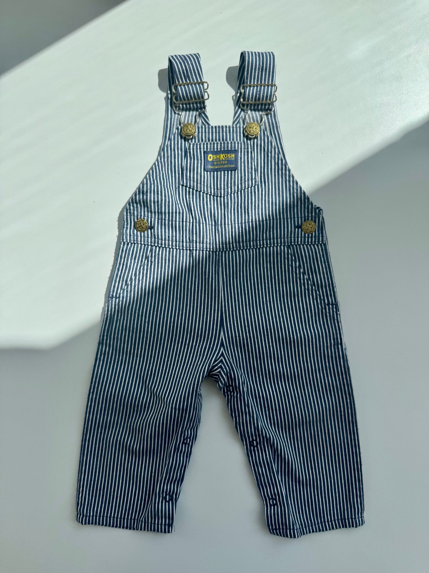 80s Vintage Made in USA Oshkosh Classic Navy Striped Overall