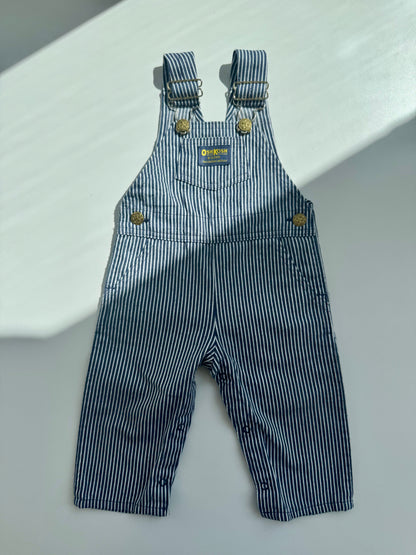 80s Vintage Made in USA Oshkosh Classic Navy Striped Overall