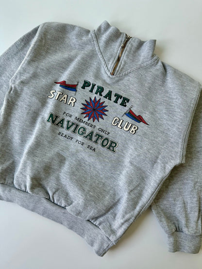 80s Vintage Pirate Star Club Zip Sweater