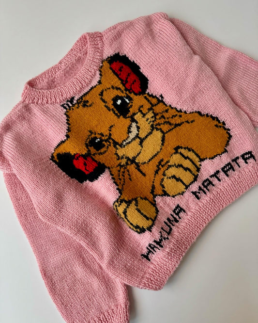 90s Vintage Handmade Simba Knit Sweater