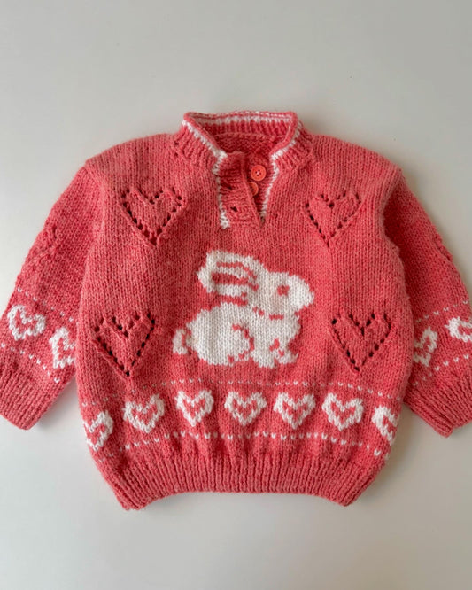 Softest Handmade Bunny Heart Thick Knit Sweater