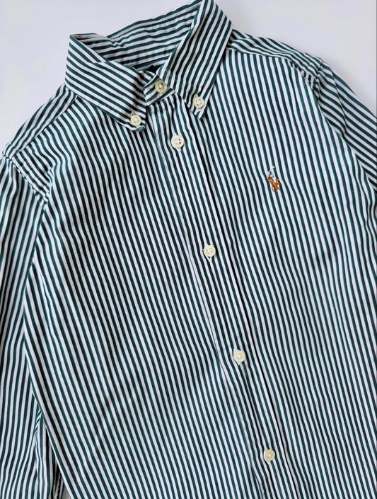 Preloved Ralph Lauren Classic Green & White Striped Shirt