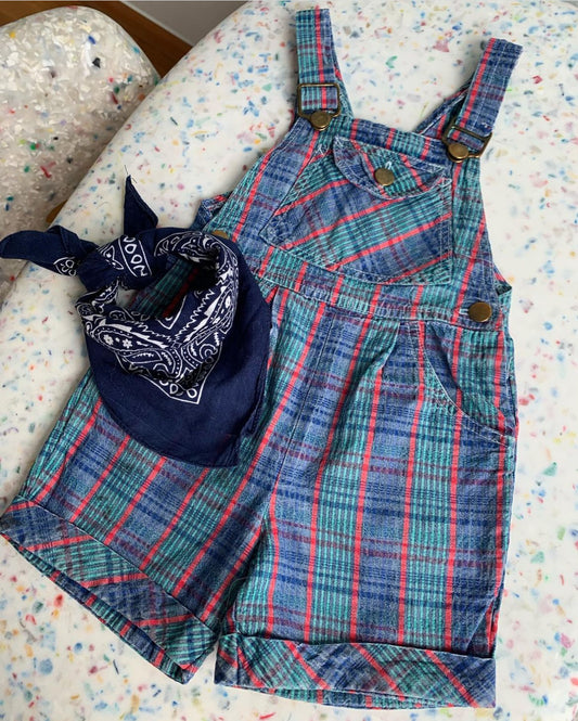 90s Vintage C&A Checked Summer Dungarees