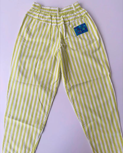 80s Vintage Green Striped Balloon Pants