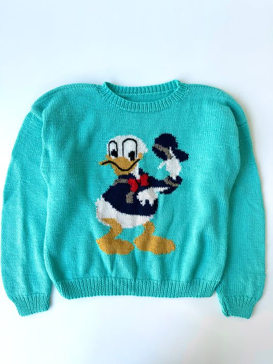 Adults Vintage Handmade Donald Duck Knit Sweater