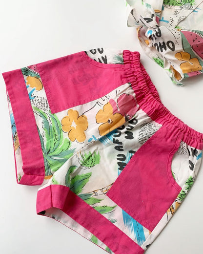 80s Vintage Tropical Summer Set Pink