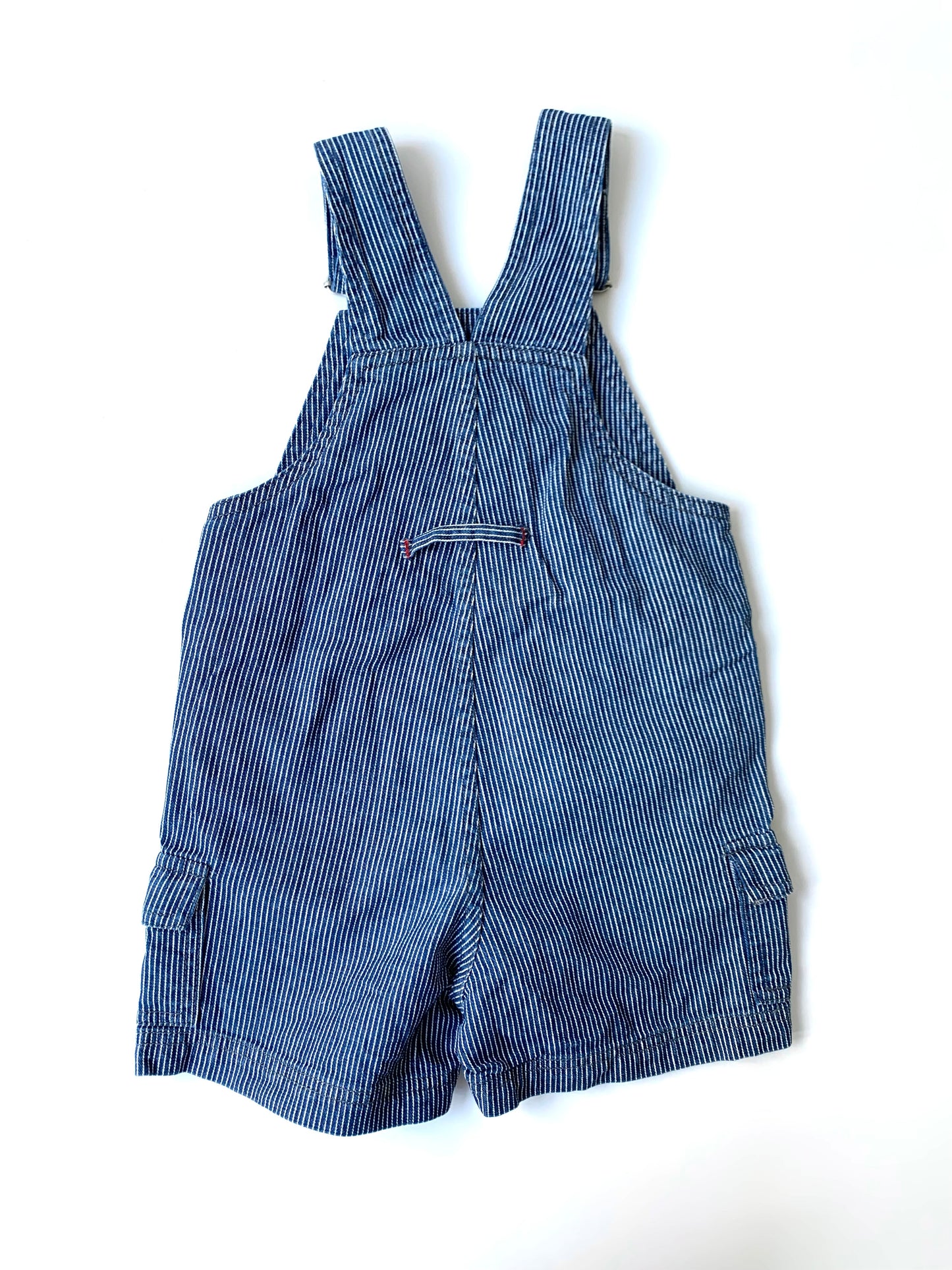 90s Vintage Short Striped Denim Dungarees