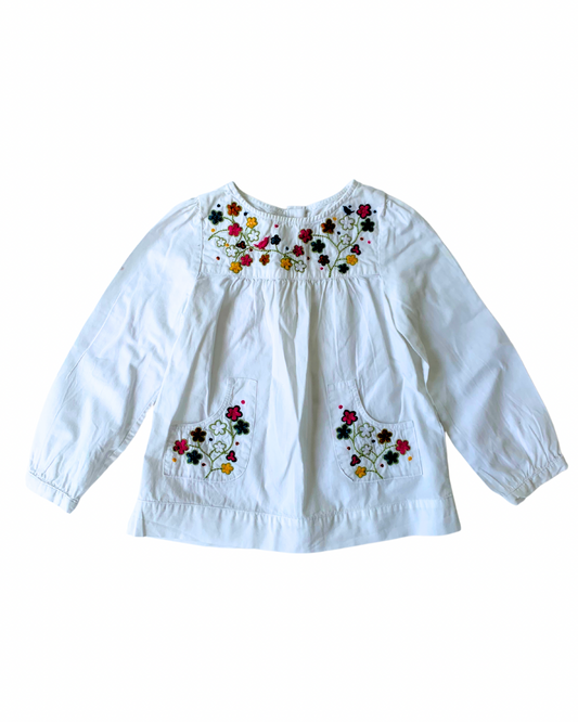 Preloved H&M Embroidery Flower Blouse Shirt