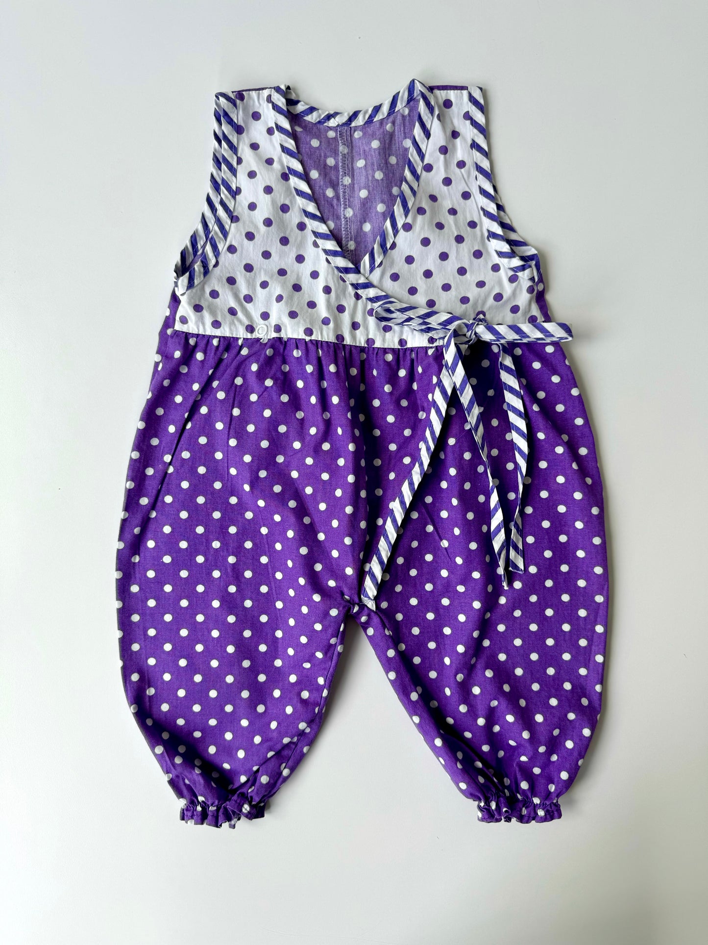 80s Vintage Overall Purple Dots