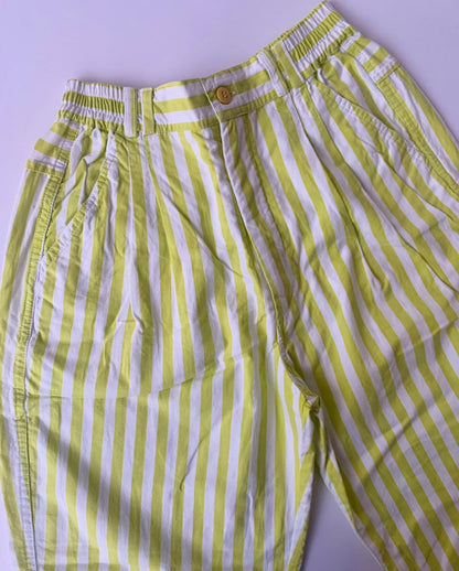 80s Vintage Green Striped Balloon Pants