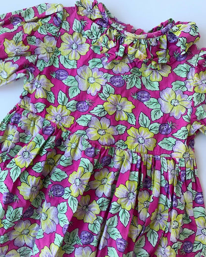 90s Vintage Flower Pink Violett Dress