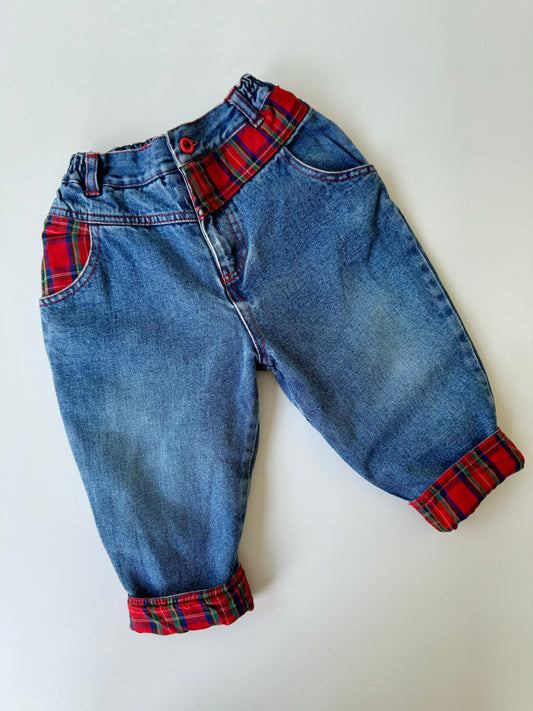 90s Vintage Soft Quilted Lined Denim Pants