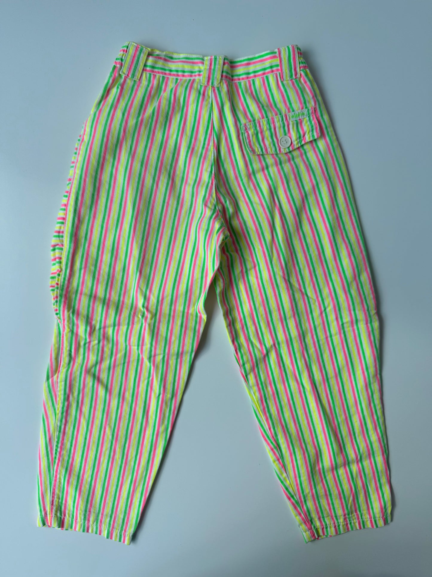 80s Vintage Balloon Neon Striped Pants