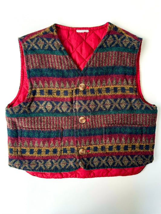 80s Vintage Padded Wool Vest