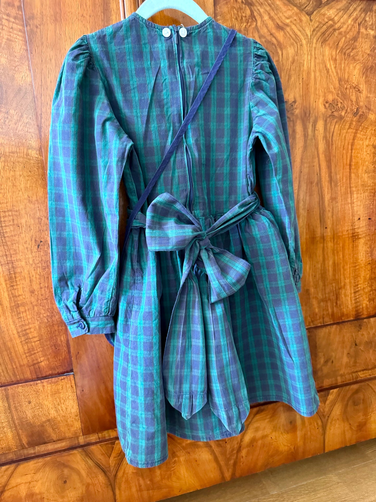 80s Vintage Checked Cotton Dress with small bag