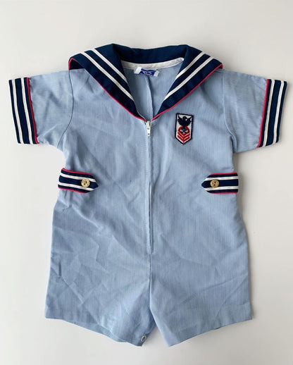 80s Vintage Sailor Baby Overall