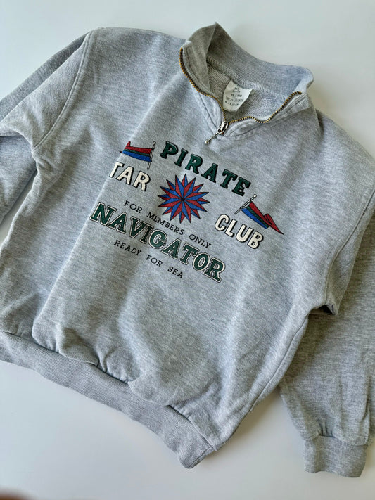 80s Vintage Pirate Star Club Zip Sweater